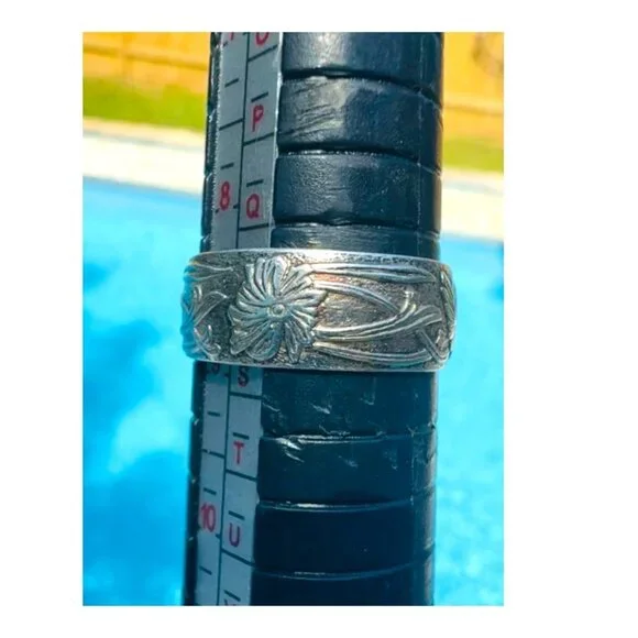 Silver Purity Ring Wedding Band Women Medieval Wedding Ring Silver Flower Ring - Picture 5 of 8